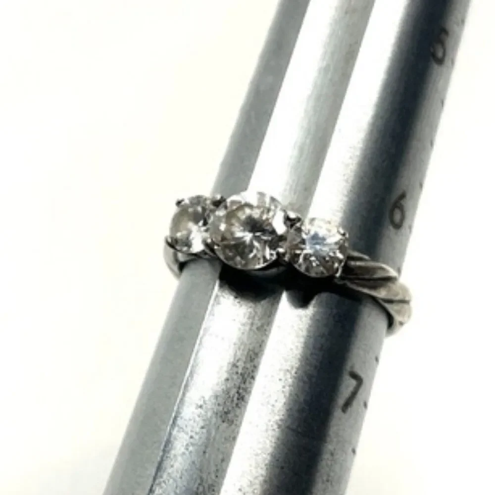 STERLING SILVER RING 925 Three Stone CZ Anniversary Promise Size 6.5
